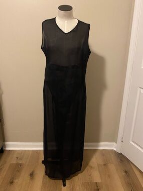 Sleeveless Black Sheer Maxi Dress - Elegant Women's Evening Dress